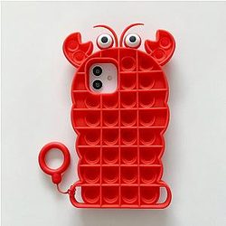 Pop It Sensory Fidget Toy for Anxiety and ADHD relief – Red Crab Silicone Phone Case For iPhone