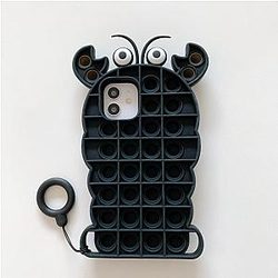Pop It Sensory Fidget Toy for Anxiety and ADHD relief – Black Crab Silicone Phone Case For iPhone