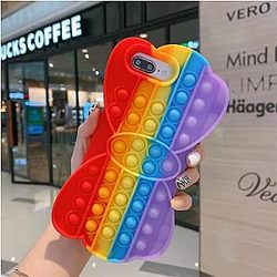 Pop It Sensory Fidget Toy for Anxiety and ADHD relief – Multi Color Butterfly Silicone Phone Case For iPhone