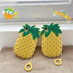 Pop It Sensory Fidget Toy for Anxiety and ADHD relief – Yellow Pineapple Silicone Phone Case For iPhone