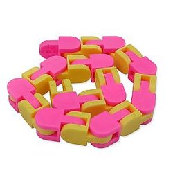 48 Knots Yellow Pink Wacky Track Fidget Chain Toys Stress Reliever