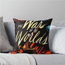 H.G. Wells War of the Worlds Science Fiction Film Noir Wall Art Throw Pillow