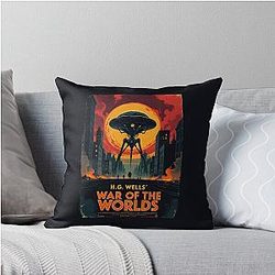 A Vintage Poster of H.G. Wells' War of the Worlds Throw Pillow