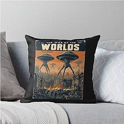 The War of the Worlds Retro Book Cover Throw Pillow