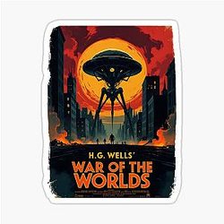 A Vintage Poster of H.G. Wells War of the Worlds Sticker