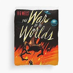 H.G. Wells War of the Worlds Science Fiction Film Noir Wall Art Duvet Cover