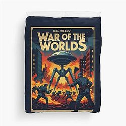 A Vintage Poster of H.G. Wells War of the Worlds Duvet Cover