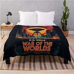 A Vintage Poster of H.G. Wells War of the Worlds Throw Blanket