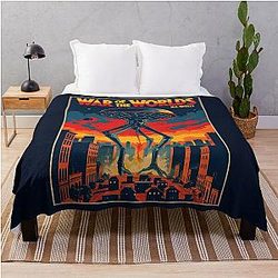 A Vintage Poster of H. G. Wells' War of the Worlds Throw Blanket