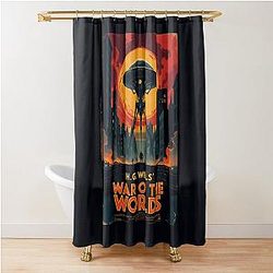 A Vintage Poster of H.G. Wells War of the Worlds Shower Curtain