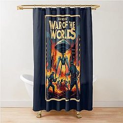 A Vintage Poster of H.G. Wells' War of the Worlds Shower Curtain