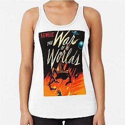 H.G. Wells War of the Worlds Science Fiction Film Noir Wall Art Racerback Tank Top