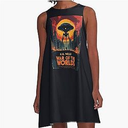 A Vintage Poster of H.G. Wells The War of the Worlds A-Line Dress