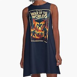 A Vintage Poster of War Worlds H.G. Wells A Line Dress