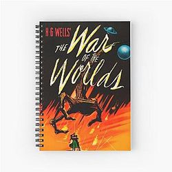 H.G. Wells War of the Worlds Science Fiction Film Noir Art Spiral Notebook