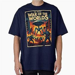 A Vintage Poster of The War of Worlds by H.G. Wells Oversized T-Shirt