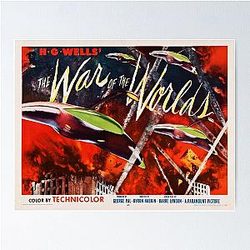THE WAR OF THE WORLDS Sci-Fi Film H.G. Wells Vintage Movie Poster