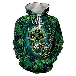 Weed Leaf Smoking Skull Sweatshirts Man Hoodies Men/women Hoody Jacket