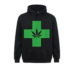 Latest Mens Sweatshirts Green-Medical Marijuana Cross Symbol Cannabis Weed