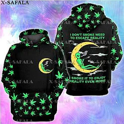 ALIENS I DONT SMOKE WEED TO ESCAPE REALITY 3D Print Zipper Hoodie