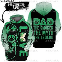 Smoker 420 LOVE WEED SKULL DAD 3D Print Zipper Hoodie Man Female Pullover Sweatshirt