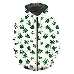 New Weed Leaf 3D Printed Zipper Hoodie Harajuku Style Sweatshirts