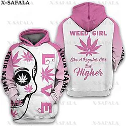 Smoker SMOKE HIGHER WEED SKULL HAPPY Leaf 3D Print Zipper Hoodie