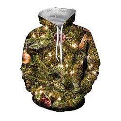 Jumeast 3d Christmas Weed Tree Drip Hoodies Saint Nicholas Gifts New Year Hooded