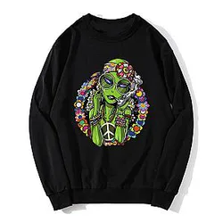 Men Hoodie Hippie Alien Peace Weed Psychedelic Festival Hoodie