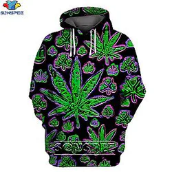 SONSPEE 2021 Men's 3D Print Hoodie Psychedelic Weeds Hip Hop Harajuku Sweatshirt