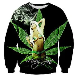 Liumaohua New Long sleeve hoodies unisex pullovers Fashion Mary Jane Smoke Weed