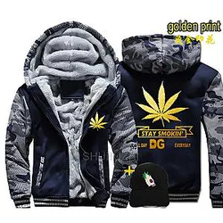 Fashion weed leaf Men women Warm Thick Coat Jacket