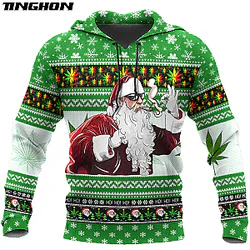 Christmas Santa weed 3D All Over Printed Men Autumn Hoodie
