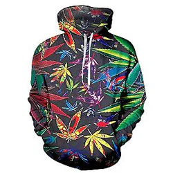 CJLM Brand 2017 Fall Winter Fashion Men's 3D Hoodie Sweatshirt Weed Flower print Hoodies Long Sleeve