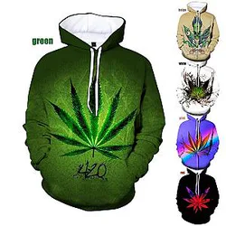 2022 - New Hoodie Men/Women Weed Leaf Print New Fashion Hoodie Sweatshirt Maple Leaf Print
