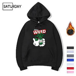 Men's Winter Weed Hip Hop Swag Design Print Fleece Hoodies Sweatshirts