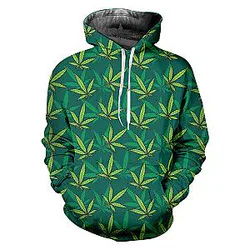 IFPD EU/US Size Green Leaves 3D Printed Man Hoodie Harajuku Weeds Hoodies