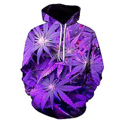 Winter Natural purple Green weeds men's hoodies 3D print fashion outdoor tree weed sweatshirts