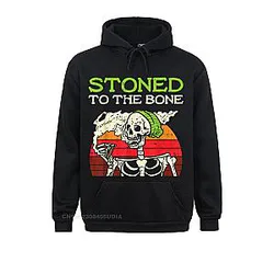 Stoned To The Bone Skeleton Smoking Weed Halloween 2021 Pot Hoodie Slim Fit Women Sweatshirts