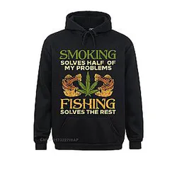 Smoking Solves Problems Fishing Weed Cannabis Stoner Pot Gothic Women Sweatshirts