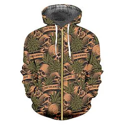 Skull Weed 3d-printed New Hoodies Zipper Sweatshirts