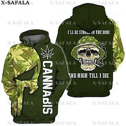 Smoker MANDALA LOVE WEED LEAF SKULL 3D Print Zipper Hoodie