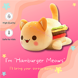Hamburger Meows Cute Cat Plush Soft Toy
