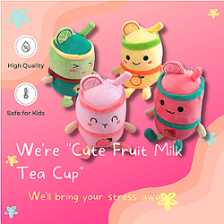 Cute Fruit Milk Tea Cup Plush Doll Keychain