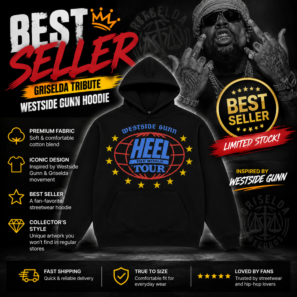 Westside Gunn HEEL THE WORLD HTCT1506 Westside Gunn Hoodies