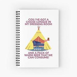 Wet Leg 
Chaise Longue 
in a Festival Tent 
Glastonbury Camping 
 Indie Music 
Gig 
Glasto Design 
Spiral Notebook