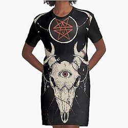 Whitechapel Deer Skull Graphic T-Shirt Dress