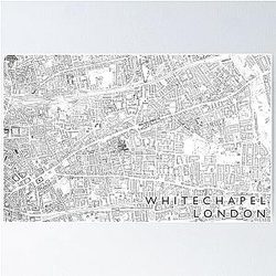 Whitechapel London Neighbourhood Buildings Map Poster