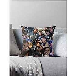 strange will wood collage Throw Pillow
