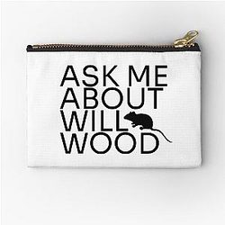 Ask Me About Will Wood Zipper Pouch